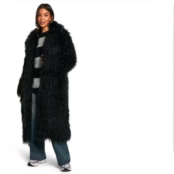 Boohoo Premium Mongolian Faux Fur Coat - Picture 2 of 4